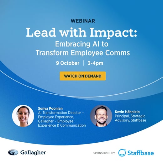 A promotional graphic about the Lead with Impact webinar, hosted by Gallagher