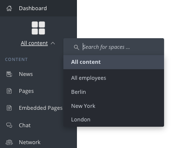 spaces sidebar search