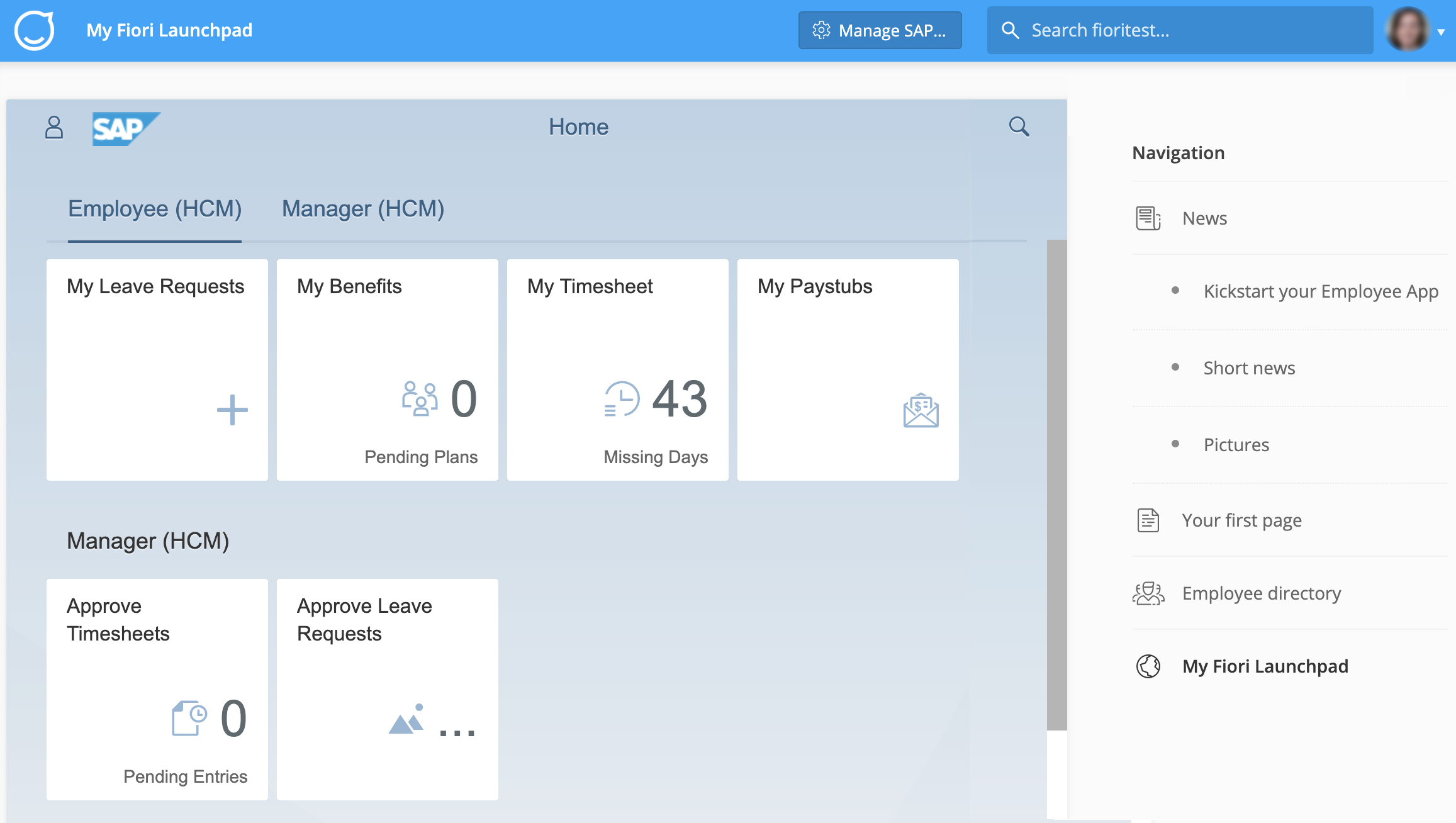 SAP Fiori Launchpad in Staffbase