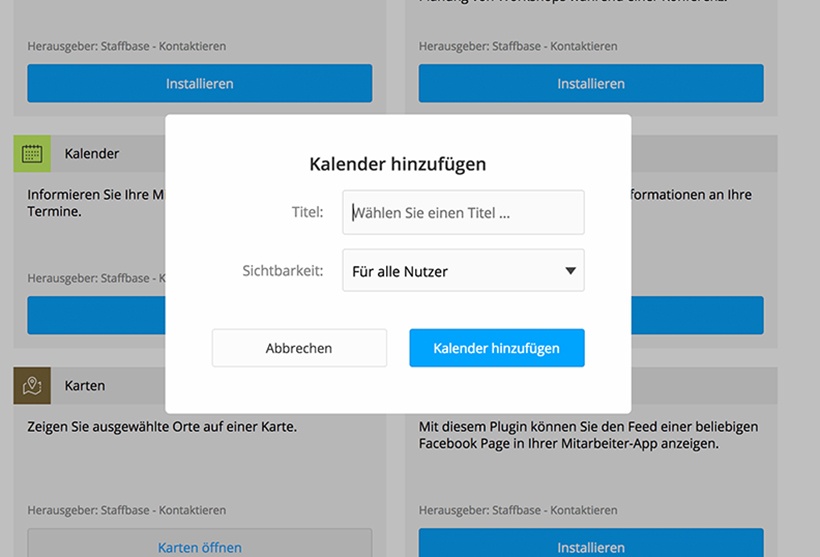 Plugin Kalender hinzufügen