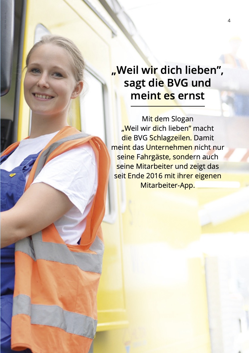 Mitarbeiter digital einbinden - Beispielseite BVG