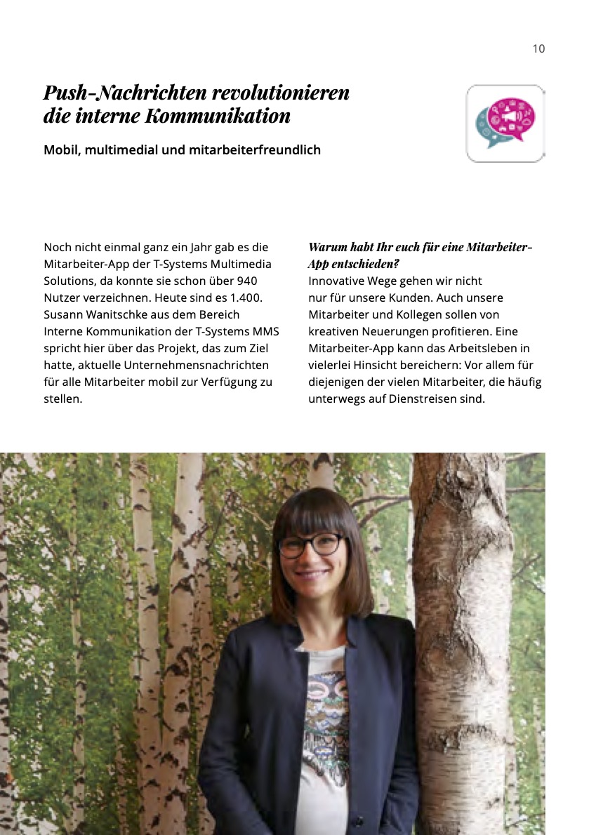 Booklet Mitarbeiter erreichen - Beispielseite MMS