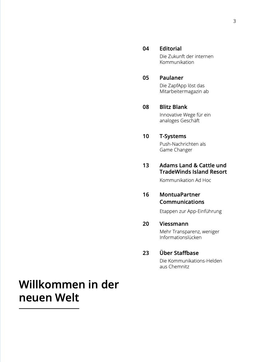 Booklet Mitarbeiter erreichen - Inhalt